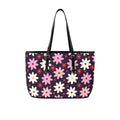 Pink Daisy PU Leather Tote Bag Large One Size Leather Tote Bag-Large Plants Printed Offshore