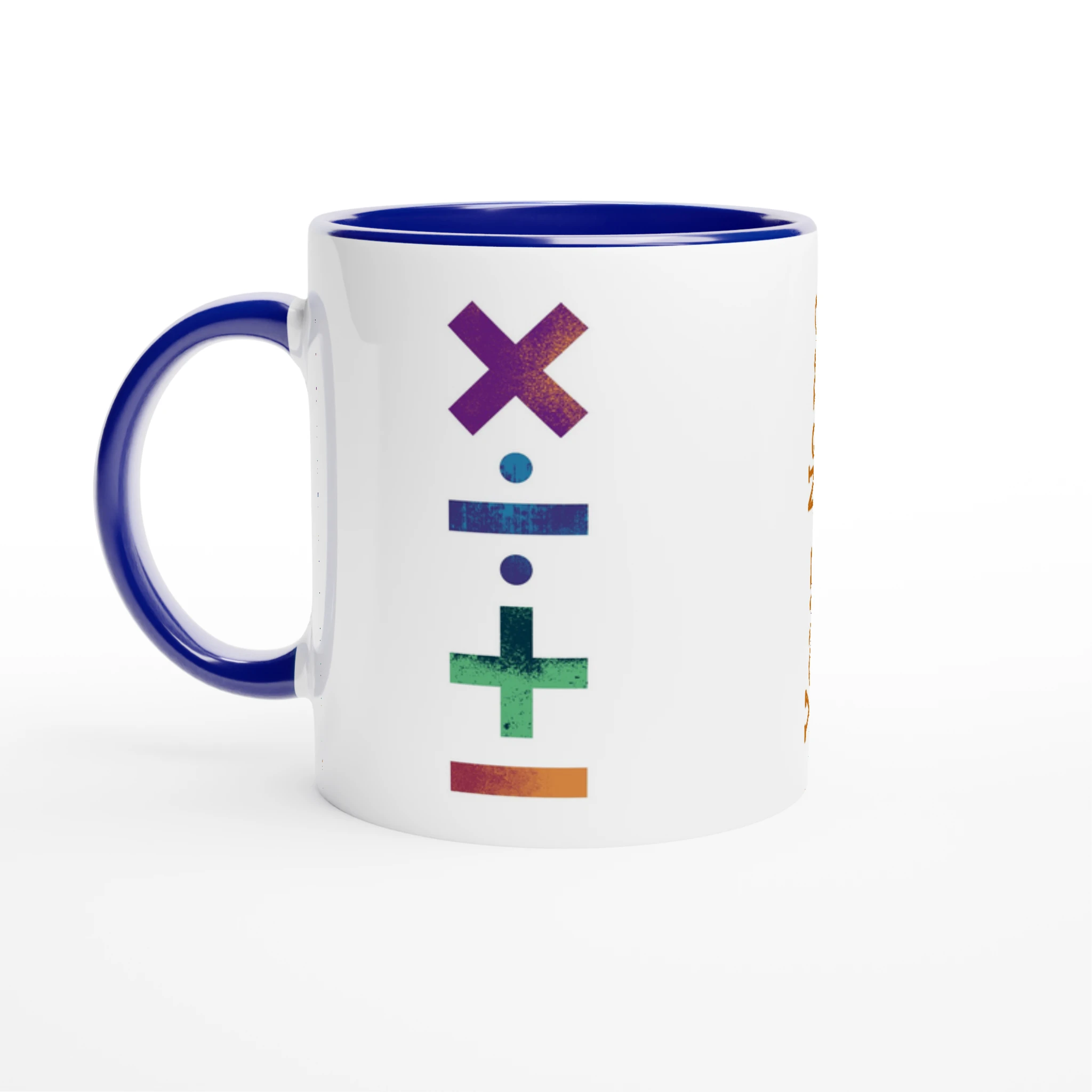 Personalise - Maths Symbols - White 11oz Ceramic Mug Ceramic Blue Personalised Mug customise Globally Fulfilled Maths personalise Science