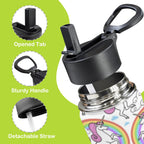 Cartoon Unicorn Rainbow 12oz Kids Water Bottle with Straw Lid