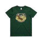 Dachshund, I've Got Friends In Low Places Kid's AS Colour T-shirt Forest Green Kids Youth T-shirt animal Printed In Australia