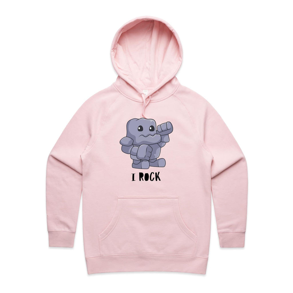 I Rock - Womens Hoodie Pink Womens Hoodie Music Printed In Australia