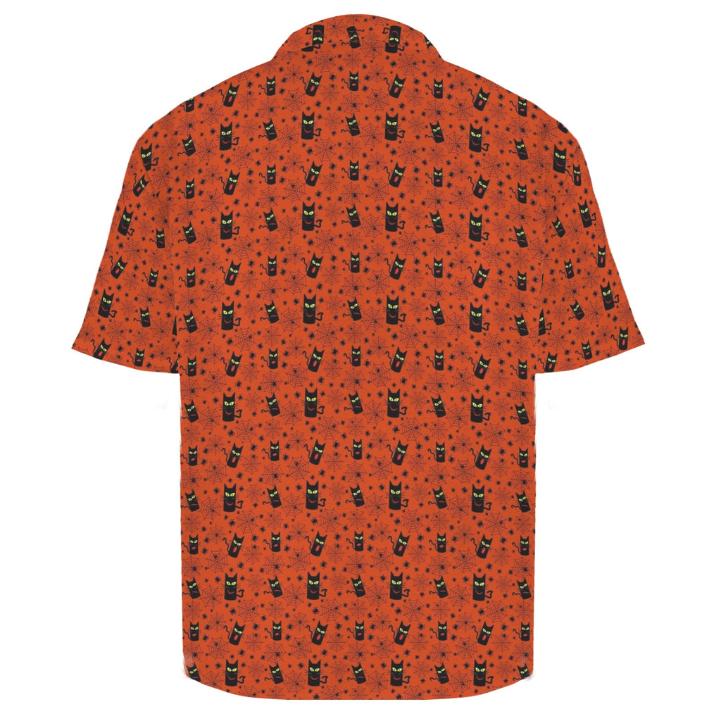 Halloween Black Cats Men's Crinkle Hawaiian Shirt