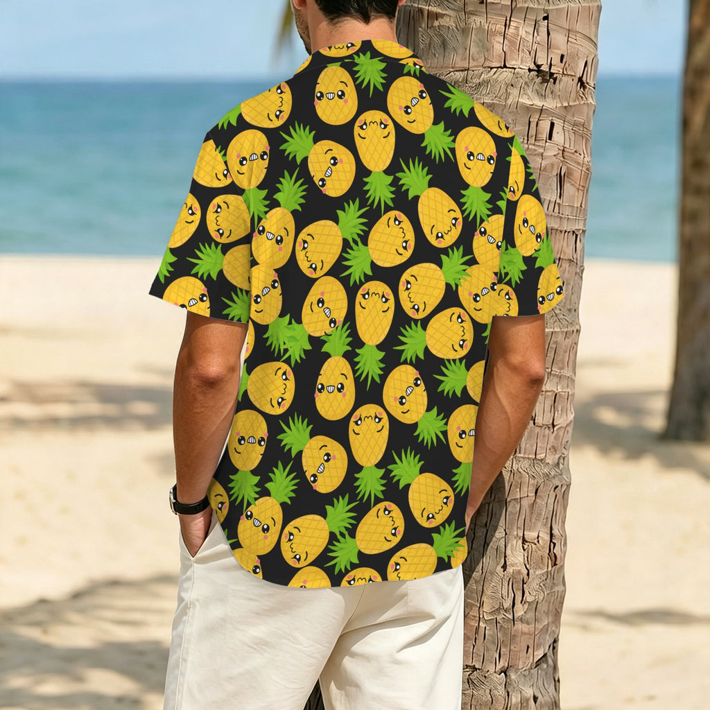 Cool Pineapples Men's Crinkle Hawaiian Shirt