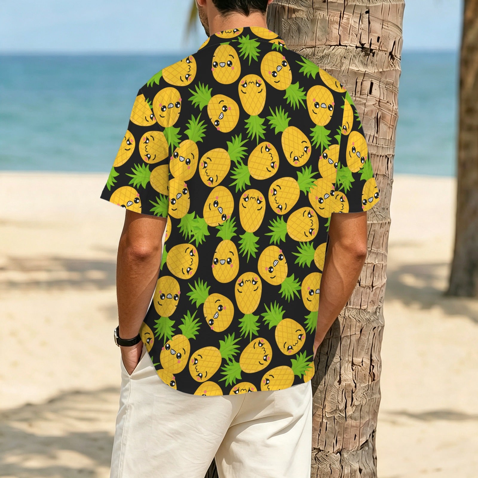 Cool Pineapples Men's Crinkle Hawaiian Shirt