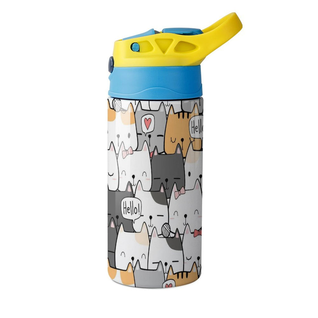 Cat Hello - Little Kids Water Bottle Little Kids Water Bottle animal Printed Offshore