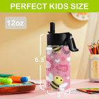 Cute Bee Floral 12oz Kids Water Bottle with Straw Lid