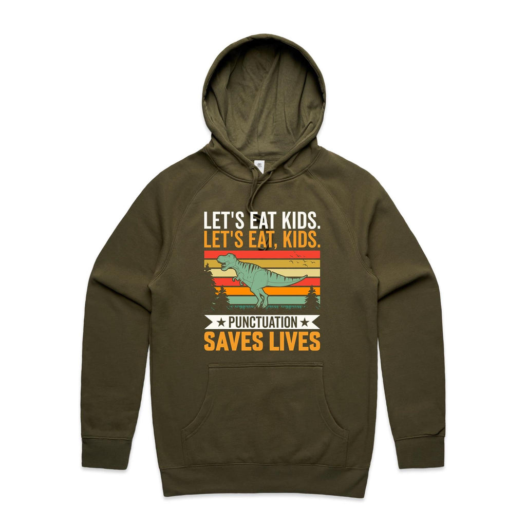 Punctuation Saves Lives, Dinosaur Man's AS Colour Hoodie