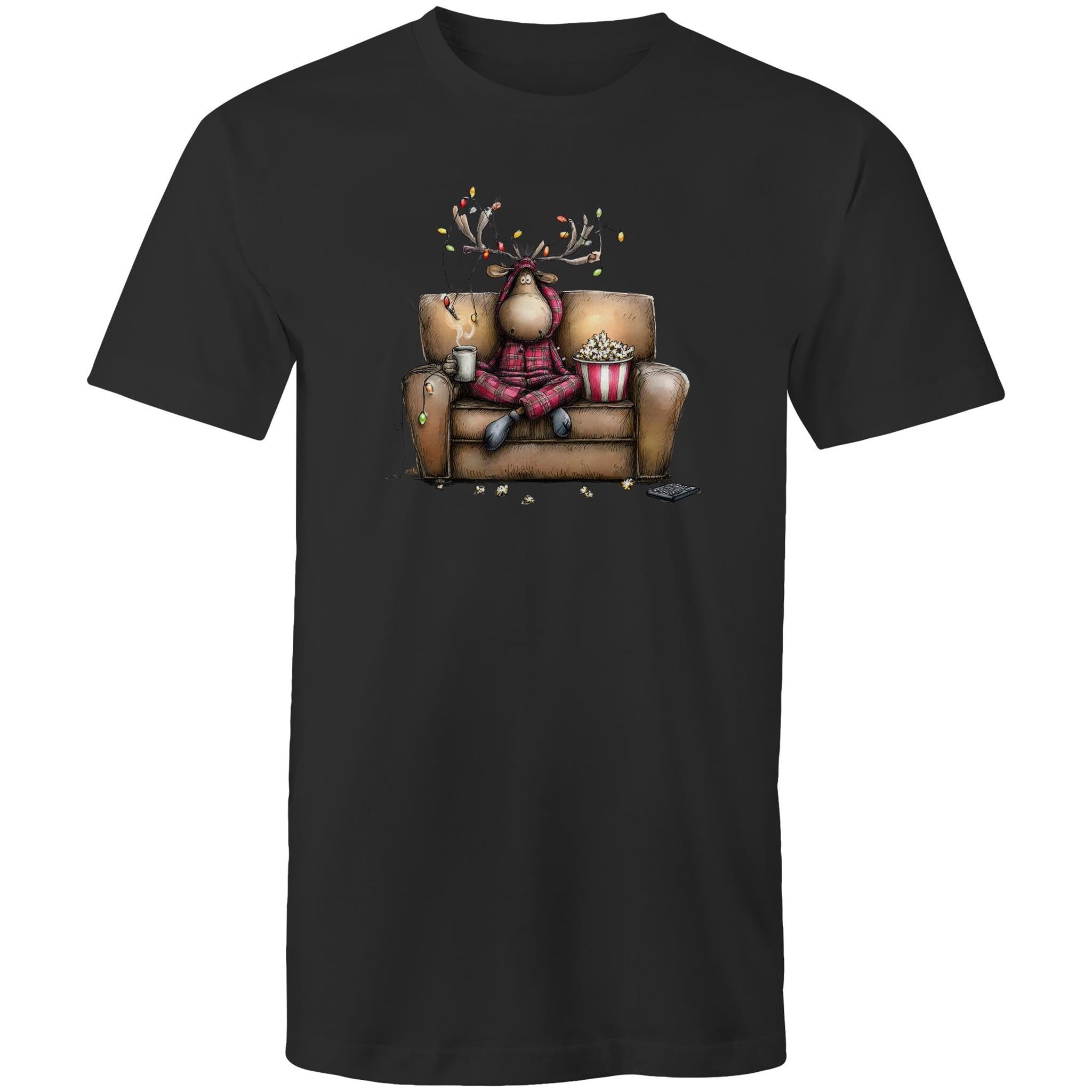 Reindeer, Christmas Movies Watching T-shirt - Mens T-Shirt