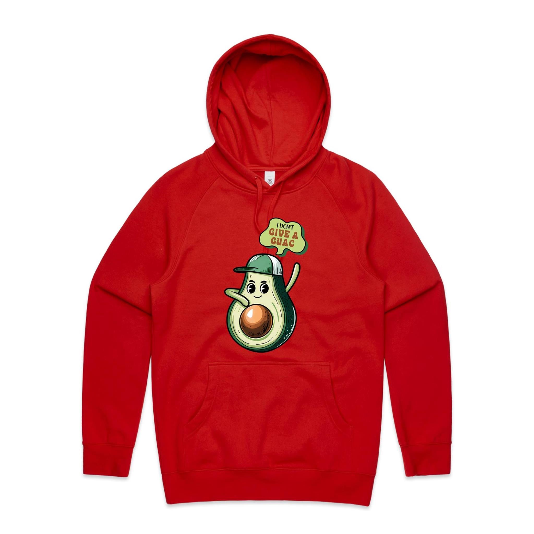 I Don't Give A Quac, Avocado - Mens Hoodie Red Mens Hoodie Food Printed In Australia