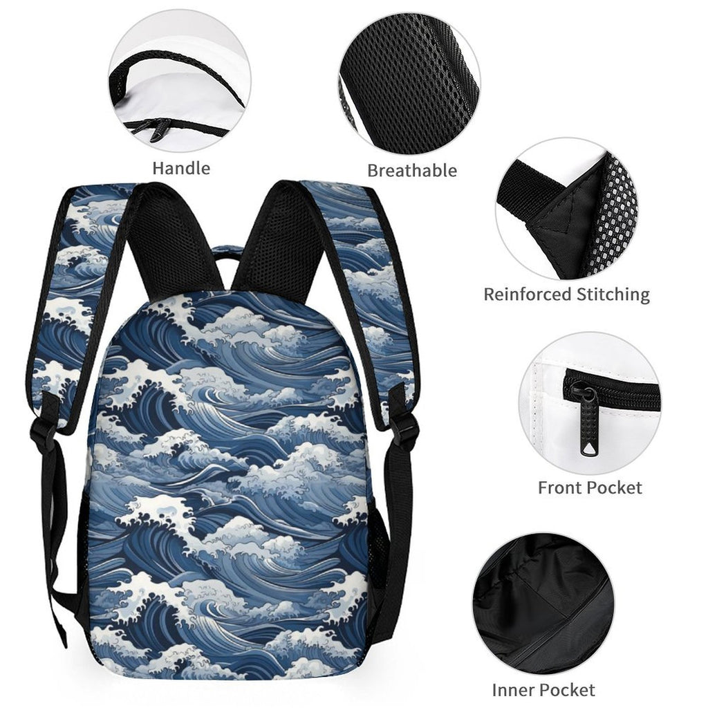 Japanese Waves Backpack, Lunch Bag & Pencil Case Set