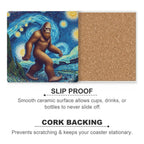 Big Foot Starry Night Ceramic Coasters (Square) Ceramic Coasters Printed Offshore Sci-Fi