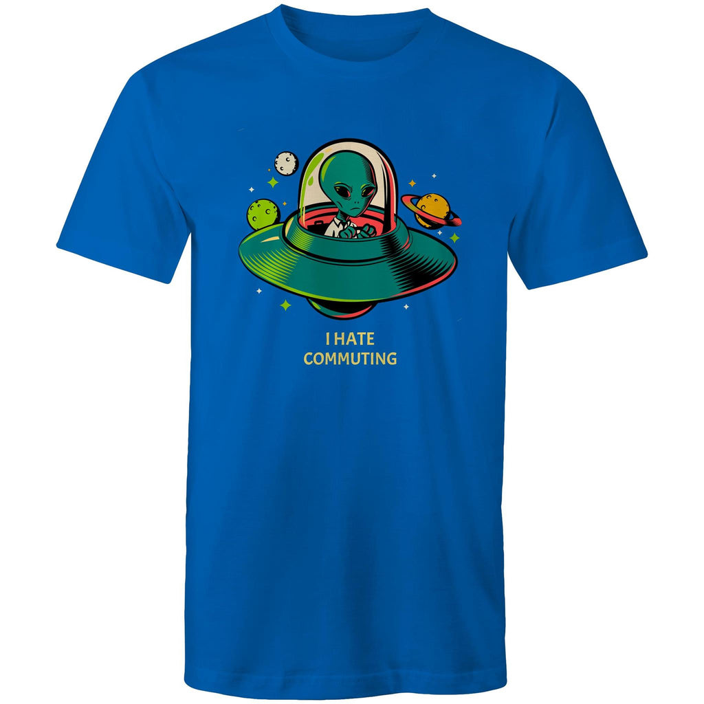 Alien Commute - Mens T-Shirt Bright Royal Mens T-shirt Printed In Australia Sci Fi
