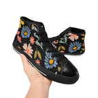 Boho Flowers And Leaves Women's High Top Canvas Shoes Womens Classic High Top Shoes Plants Printed Offshore