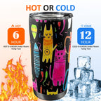 Colourful Cats - 20oz Mobile Tumbler with Lid (Black Lock) 20oz Travel Mug animal Printed Offshore