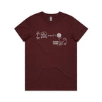 Cat String Theory Physics Women's AS Colour T-shirt Burgundy Womens T-shirt animal Printed In Australia Science