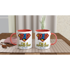 Personalised - I'm A Super Dad - White 11oz Ceramic Mug with Colour Inside Personalised 11oz Mug comic Customise Dad Personalise