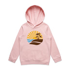 Vintage Surf - Kids Hoodie Pink Kids Hoodie Printed In Australia