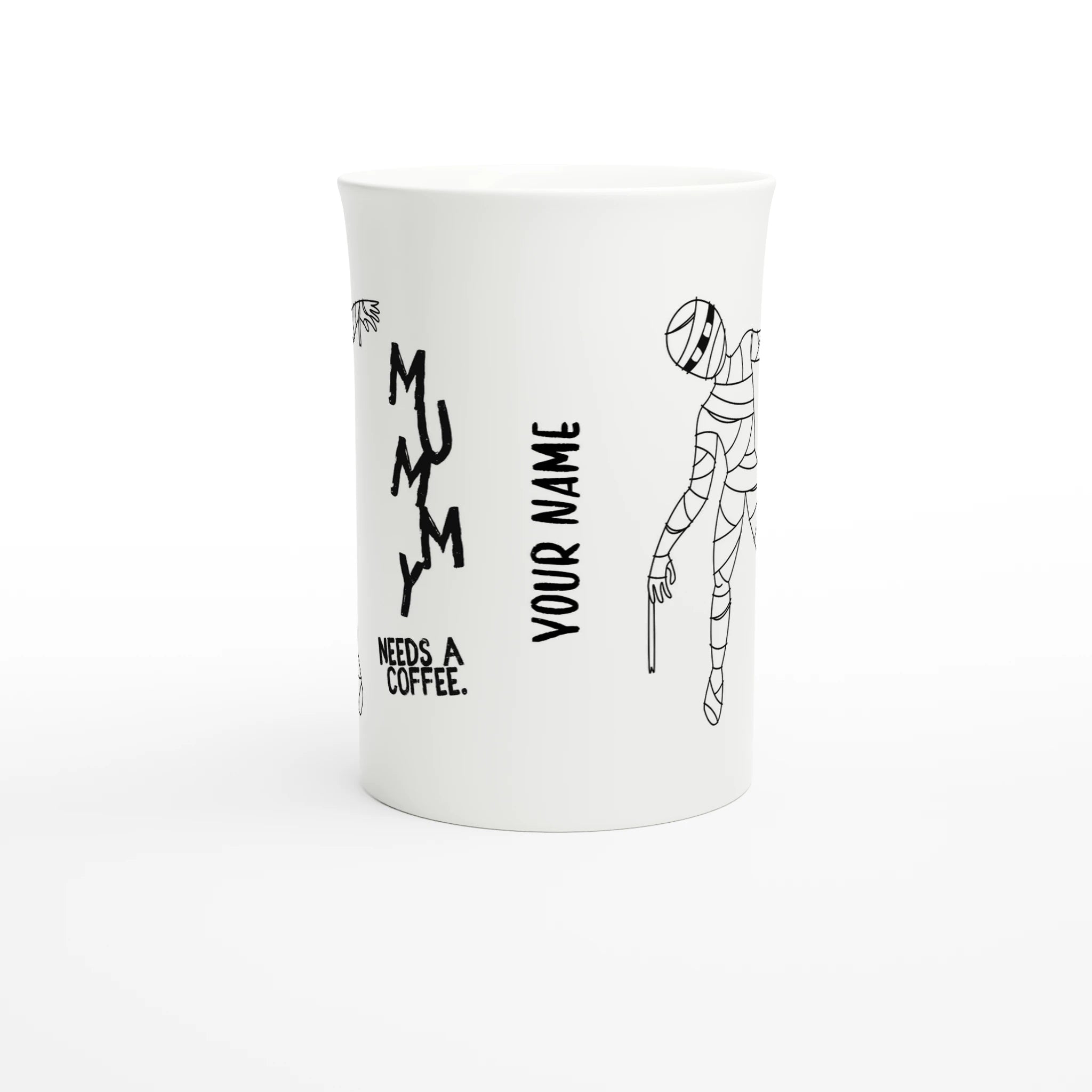 Personalised - Mummy Needs A Coffee - White 10oz Porcelain Slim Mug Personalised Porcelain Mug Globally Fulfilled Mum