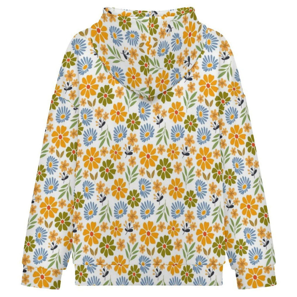 Retro Boho Flower Women's Full-Zip Hoodie