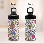 Hippie Butterfly And Flowers - Kids Water Bottle with Chug Lid (12 oz)