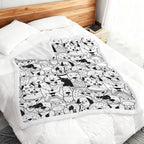 Black And White Dogs - Double-Layer Fleece Blanket 51"x59"