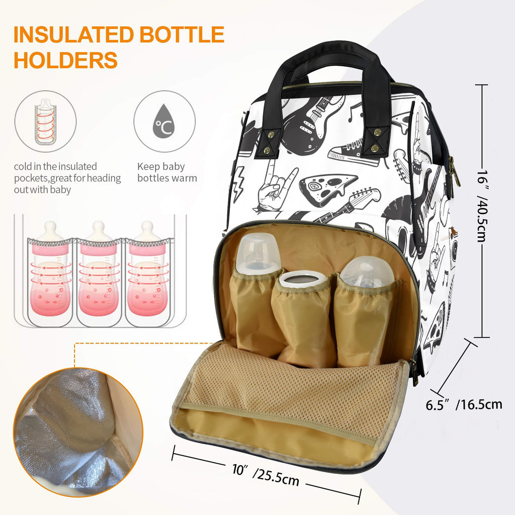 Rock Music - Multi-Function Backpack, Nappy / Diaper Bag