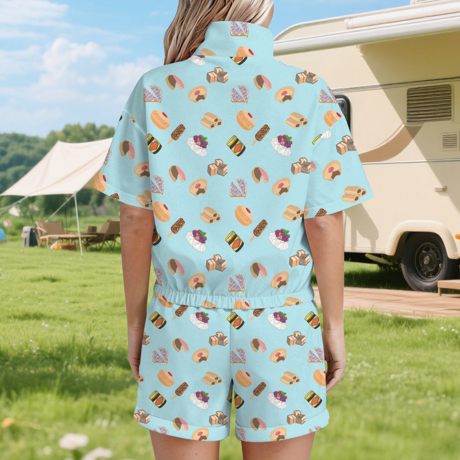 Classic Aussie Food Icons Women's Windbreaker Short Set