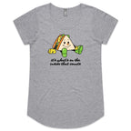 Sandwich, It's What's On The Inside That Counts - Womens Scoop Neck T-Shirt Grey Marle Womens Scoop Neck T-shirt Food Positivity Printed In Australia