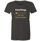 Adulting, One Star - Womens T-shirt Charcoal Womens T-shirt Printed In Australia