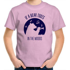 If A Bear Toots In The Woods, Saxophone Player - Kids Youth T-Shirt Pink Kids Youth T-shirt animal Music Printed In Australia