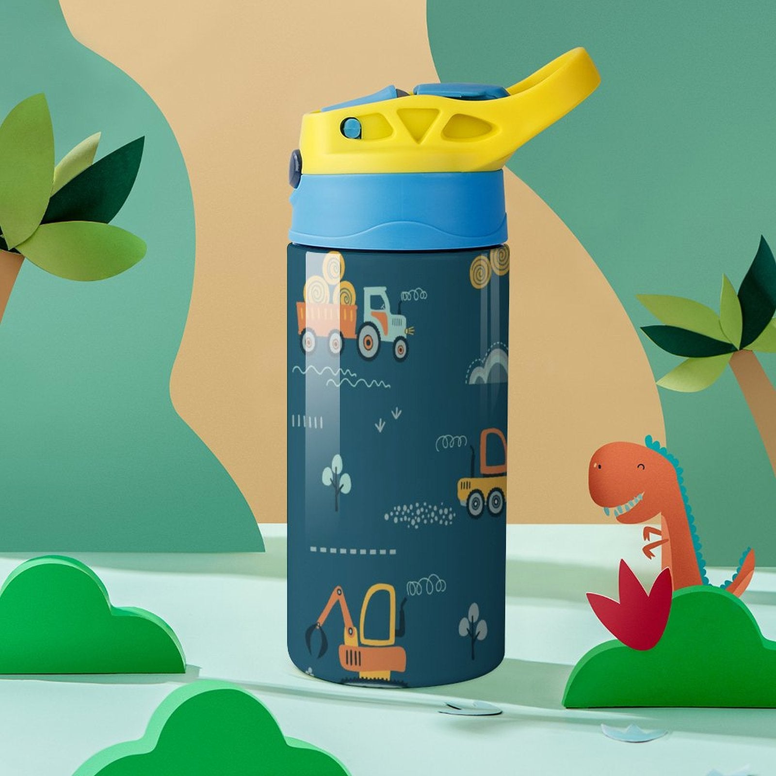 Construction Vehicles - Little Kids Water Bottle Little Kids Water Bottle Printed Offshore