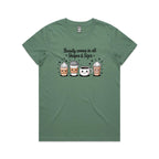 Coffee Beauty, All Shapes And Sizes Women's AS Colour T-shirt Sage Womens T-shirt Coffee Positivity Printed In Australia
