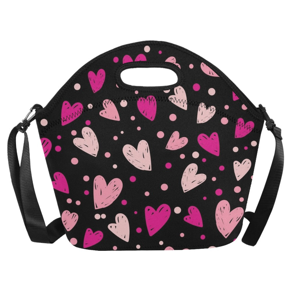 Pink Hearts - Neoprene Lunch Bag/Large (Model 1669) Neoprene Lunch Bag Love Printed Offshore