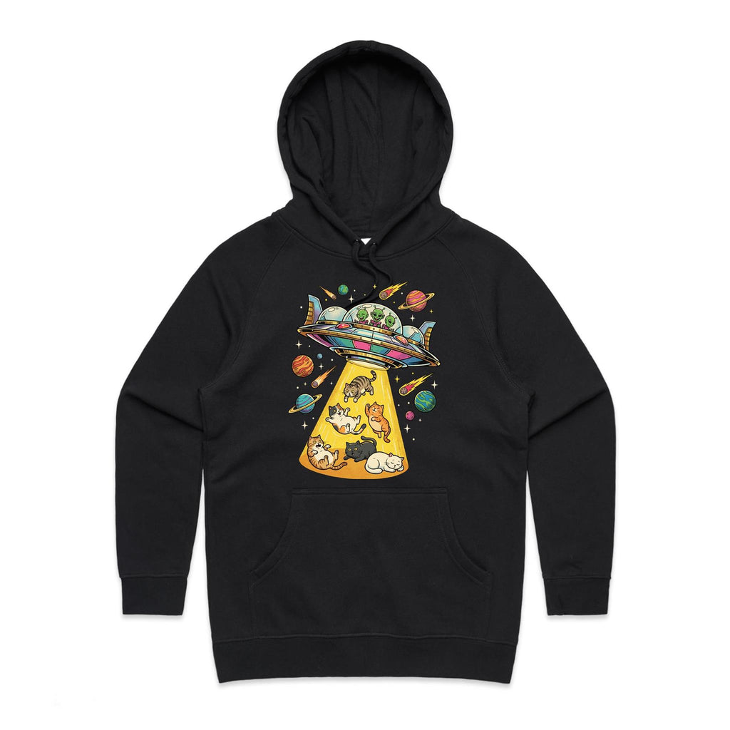 UFO Cat Abduction Women's AS Colour Hoodie Black Womens Hoodie animal Printed In Australia Sci Fi