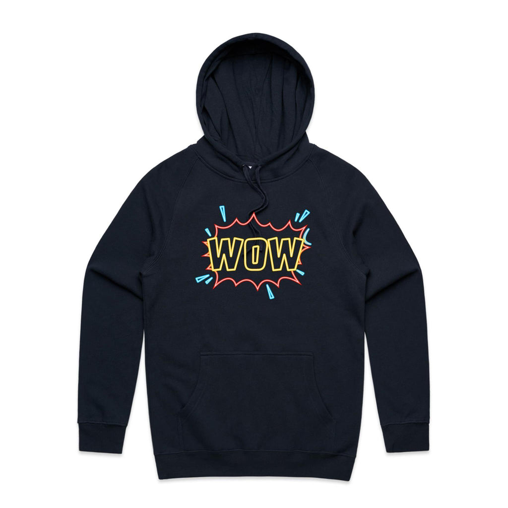 Wow, Comic Book - Mens Hoodie Navy Mens Hoodie comic Printed In Australia