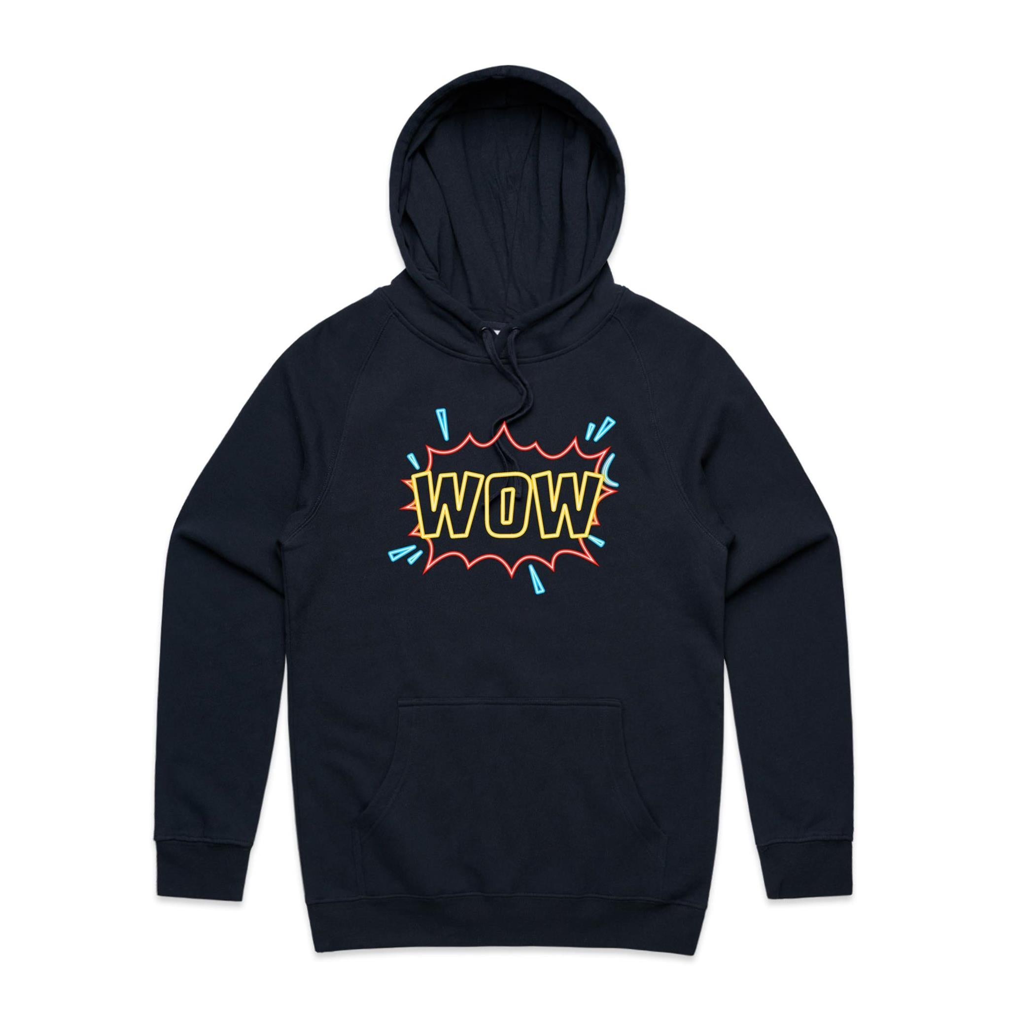 Wow, Comic Book - Mens Hoodie Navy Mens Hoodie comic Printed In Australia