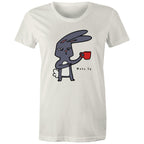 Rabbit Coffee, Wake Up - Womens T-shirt Natural Womens T-shirt animal Coffee Printed In Australia