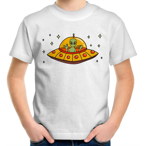 Alien Pizza - Kids Youth T-Shirt White Kids Youth T-shirt Food Printed In Australia Sci Fi