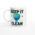 Personalised - Earth, Just Keep It Clean - White 11oz Ceramic Mug with Colour Inside Ceramic White Personalised 11oz Mug customise Environment Globally Fulfilled personalise