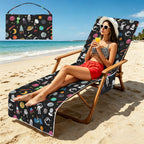 Fun Space Beach Chair Towel Cover with Side Pockets