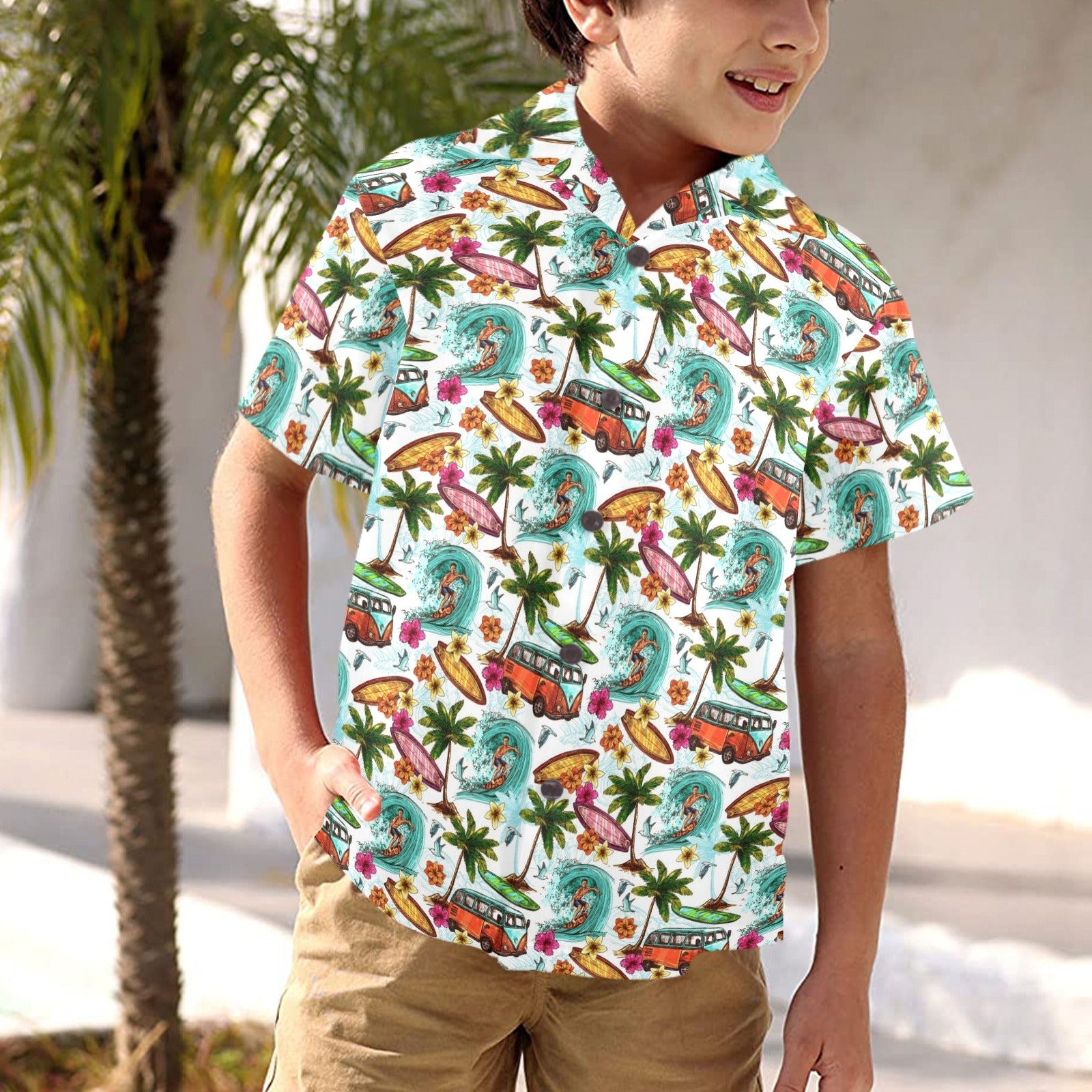 Surfing Safari Junior Kids Hawaiian Shirt