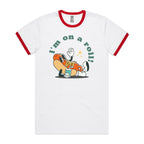 Hotdog, I'm On A Roll - Staple Ringer Tee White Red Ringer T-Shirt Food Printed In Australia
