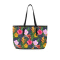 Tropical Floral PU Leather Tote Bag Large One Size Leather Tote Bag-Large Plants Printed Offshore