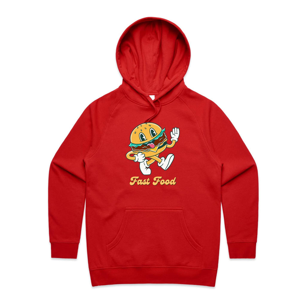 Fast Food - Womens Hoodie Red Womens 2XL Womens Hoodie Food Printed In Australia