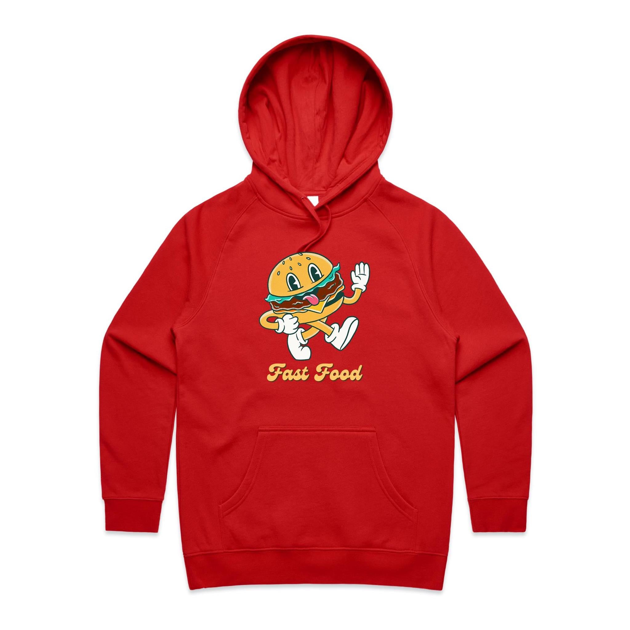 Fast Food - Womens Hoodie Red Womens 2XL Womens Hoodie Food Printed In Australia