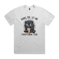 Hang On, Let Me Overthink This, Frazzled Cat AS Colour Heavy Faded Tee Unisex Faded White Heavy Faded T-shirt animal Printed In Australia