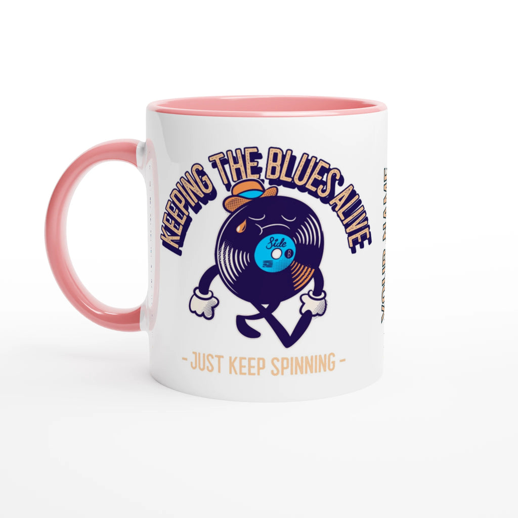 Personalise - Keeping The Blues Alive - White 11oz Ceramic Mug Ceramic Pink Personalised Mug customise Globally Fulfilled Music personalise