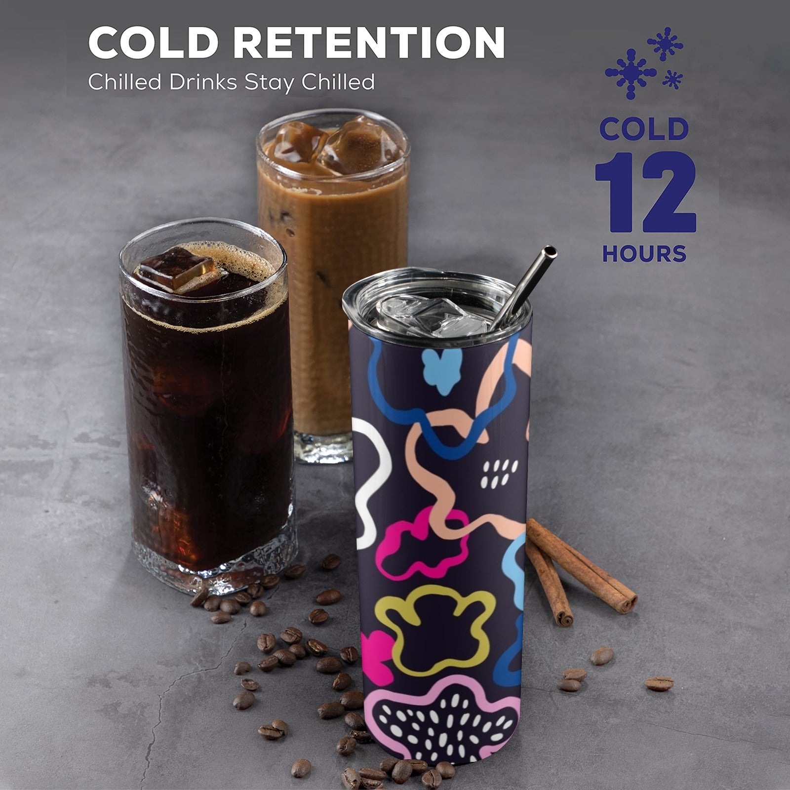 Floral In The Abstract - 20oz Tall Skinny Tumbler with Lid and Straw