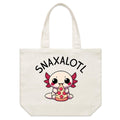 Snaxalotl, Axolotl Pizza Shoulder Canvas Tote Bag Default Title Large Tote Bag animal Food Printed In Australia