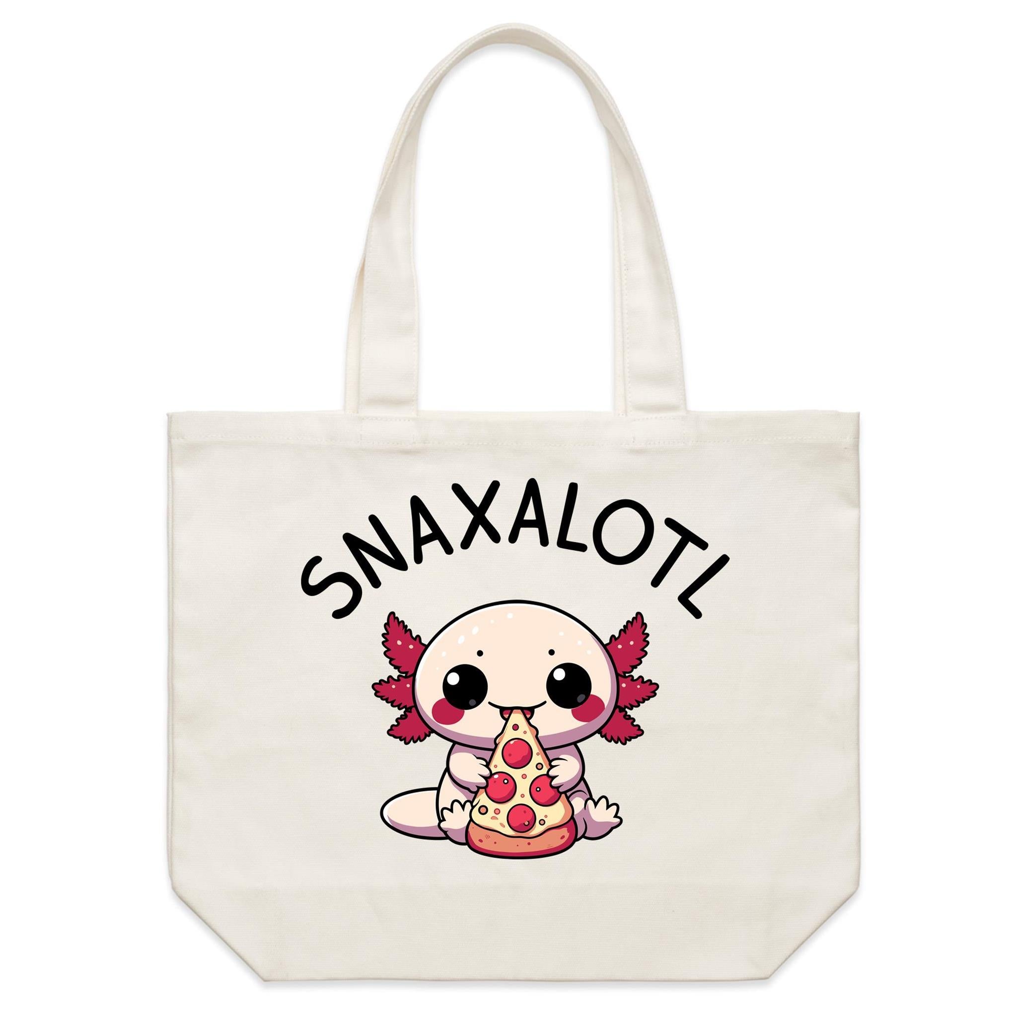 Snaxalotl, Axolotl Pizza - Shoulder Canvas Tote Bag